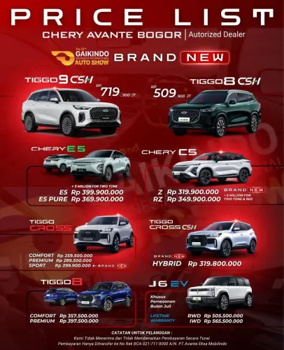 Pricelist Harga Chery bungur 2025
